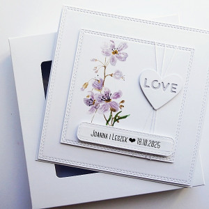 Kartka ślubna w bieli minimalistyczna na ślub