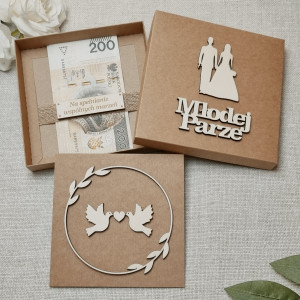 Kartka ślubna w Pudełku Drewniane dekory Boho Personalizacja MP1W1