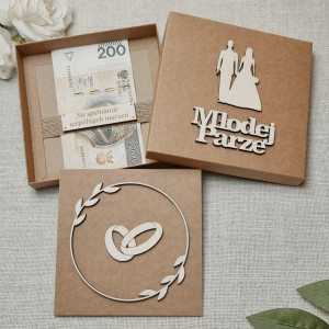 Kartka ślubna w Pudełku Drewniane dekory Boho Personalizacja MP1W3