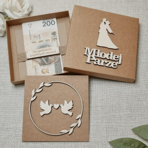 Kartka ślubna w Pudełku Drewniane dekory Boho Personalizacja MP2W1