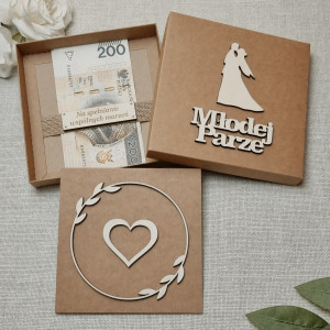 Kartka ślubna w Pudełku Drewniane dekory Boho Personalizacja MP2W2