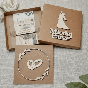 Kartka ślubna w Pudełku Drewniane dekory Boho Personalizacja MP2W3
