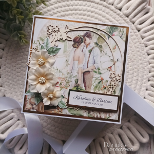Kartka ślubna w pudełku, pamiątka personalizowana na ślub, k1