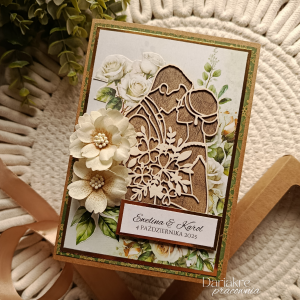 Kartka ślubna w pudełku, personalizowana, boho, pamiątka na ślub s47
