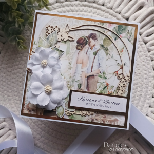 Kartka ślubna w pudełku, personalizowana, kwiatowa, ślub s23