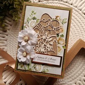 Kartka ślubna w pudełku, personalizowana pamiątka na ślub, boho, s46