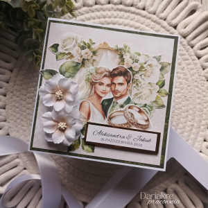 Kartka ślubna w pudełku, personalizowana pamiątka na ślub, k2