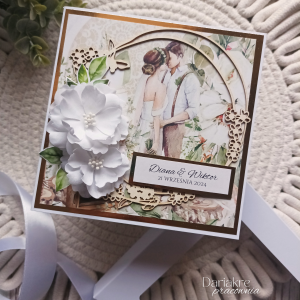 Kartka ślubna w pudełku, personalizowana pamiątka na ślub, k6
