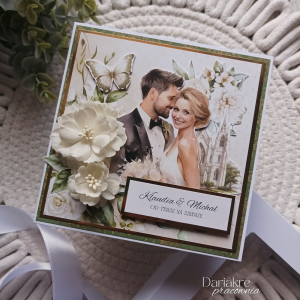 Kartka ślubna w pudełku, personalizowana pamiątka na ślub, m10
