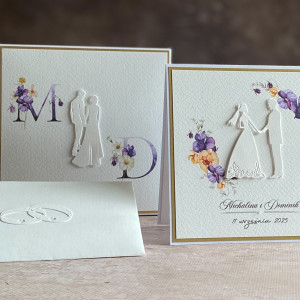Kartka ślubna w pudełku z inicjałami Młodej Pary, WA 63F