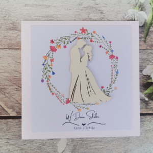 Kartka ślubna w stylu boho  – personalizowana z kopertą w pudełku