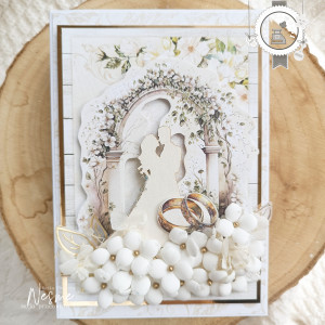 Kartka ślubna z beż złoto