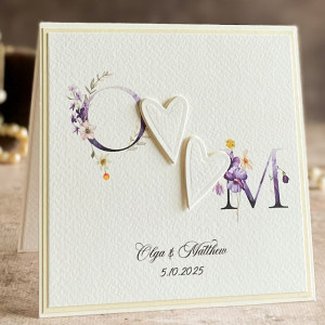 Kartka ślubna z inicjałami Młodej Pary, WP 53c