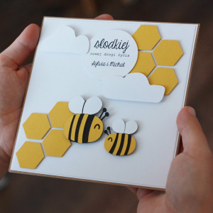 Kartka ślubna z pszczołami