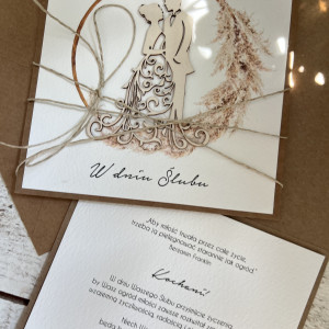 Kartka ślubna z życzeniami - boho