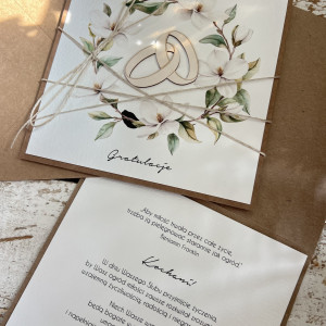 Kartka ślubna z życzeniami - obrączki