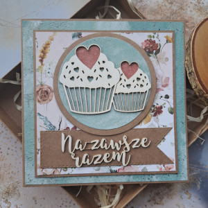 Kartka ślubna "zakochane muffinki"