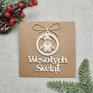 Kartka świąteczna, drewniane dekoracje - W8