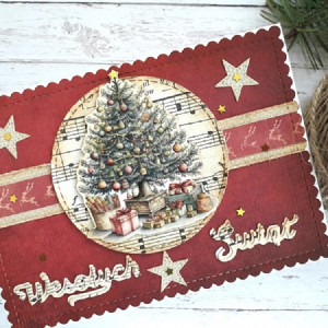 Kartka świąteczna vintage z choinką
