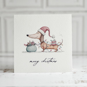 Kartka świąteczna z jamnikiem 02