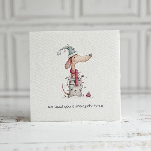 Kartka świąteczna z jamnikiem 03