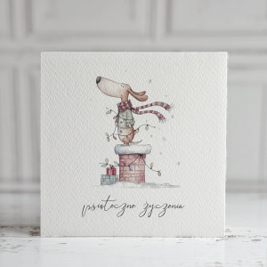 Kartka świąteczna z jamnikiem 04