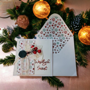 Kartka świąteczna z pasującą kopertą z gałązka
