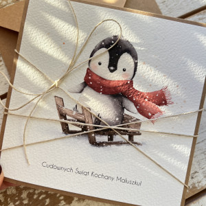 Kartka świąteczna z pingwinkiem 1