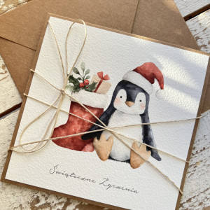 Kartka świąteczna z pingwinkiem 2