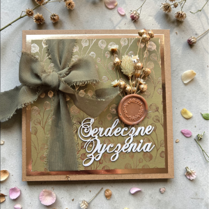 Kartka urodzinowa boho rustykalna kokarda 2