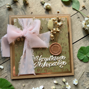 Kartka urodzinowa boho rustykalna kokarda 4