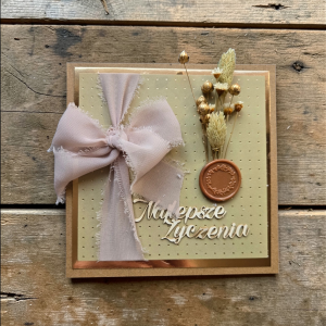 Kartka urodzinowa boho rustykalna kokarda 6
