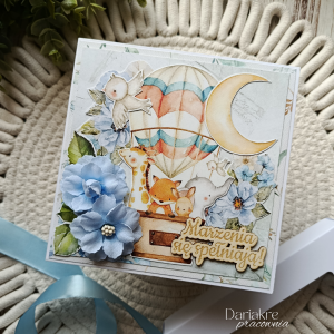 Kartka urodzinowa dla dziecka, niebieska, marzenia się spełniają d9