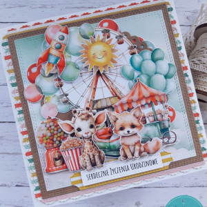 Kartka urodzinowa dla dziecka „Wesołe miasteczko”, perso