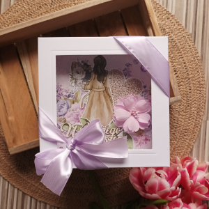 Kartka urodzinowa, fioletowa, kobieta