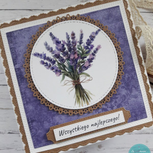 Kartka urodzinowa (lub na inną okazję) z bukietem lawendy