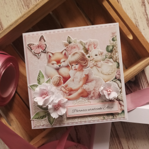 Kartka urodzinowa personalizowana dla dziewczynki, różowa