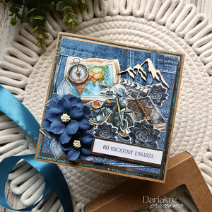 Kartka urodzinowa personalizowana, niebieska, motocykl, u15