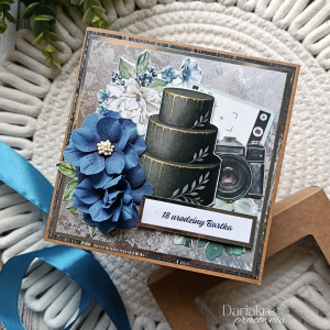 Kartka urodzinowa personalizowana, w pudełku, niebieska, u11