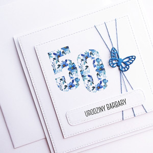 Kartka urodzinowa ręcznie robiona na 50 urodziny handmade z życzeniami