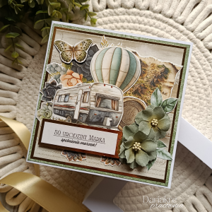 Kartka urodzinowa w pudełku, personalizowana, kamper, podróż, u78