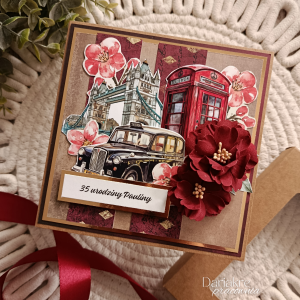 Kartka urodzinowa w pudełku, personalizowana, motyw angielski, u101