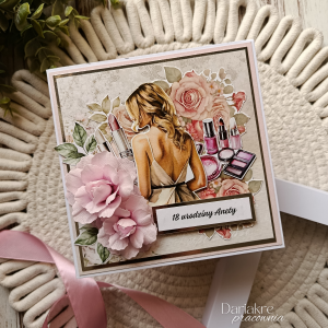 Kartka urodzinowa w pudełku, personalizowana, różowa, kobieta, b11