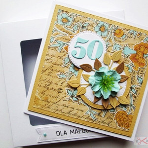 Kartka Urodzinowa z turkusowym kwiatkiem