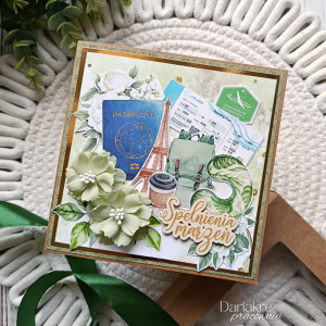 Kartka urodzinowa, zielona z motywem podróży spełnienia marzeń u4