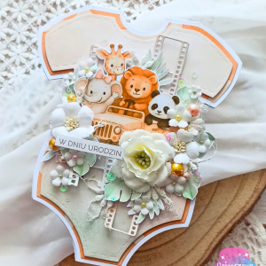 Kartka w kształcie body – Safari w odcieniach pomarańczy