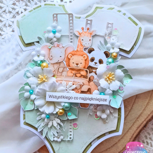 Kartka w kształcie body – Safari w odcieniach zieleni