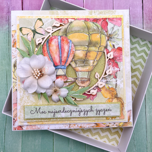 Kartka w pudełku- Balonowe marzenia w kolorze
