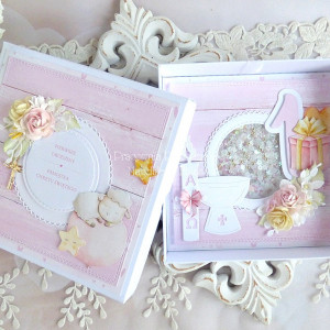 Kartka w pudełku na Roczek i Chrzest 50