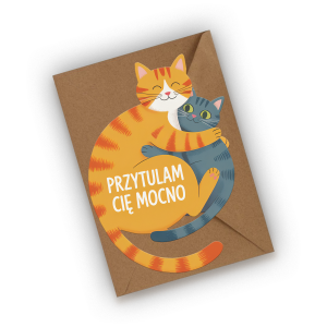 Kartka walentynkowa z kotkami- Przytulam Cię mocno